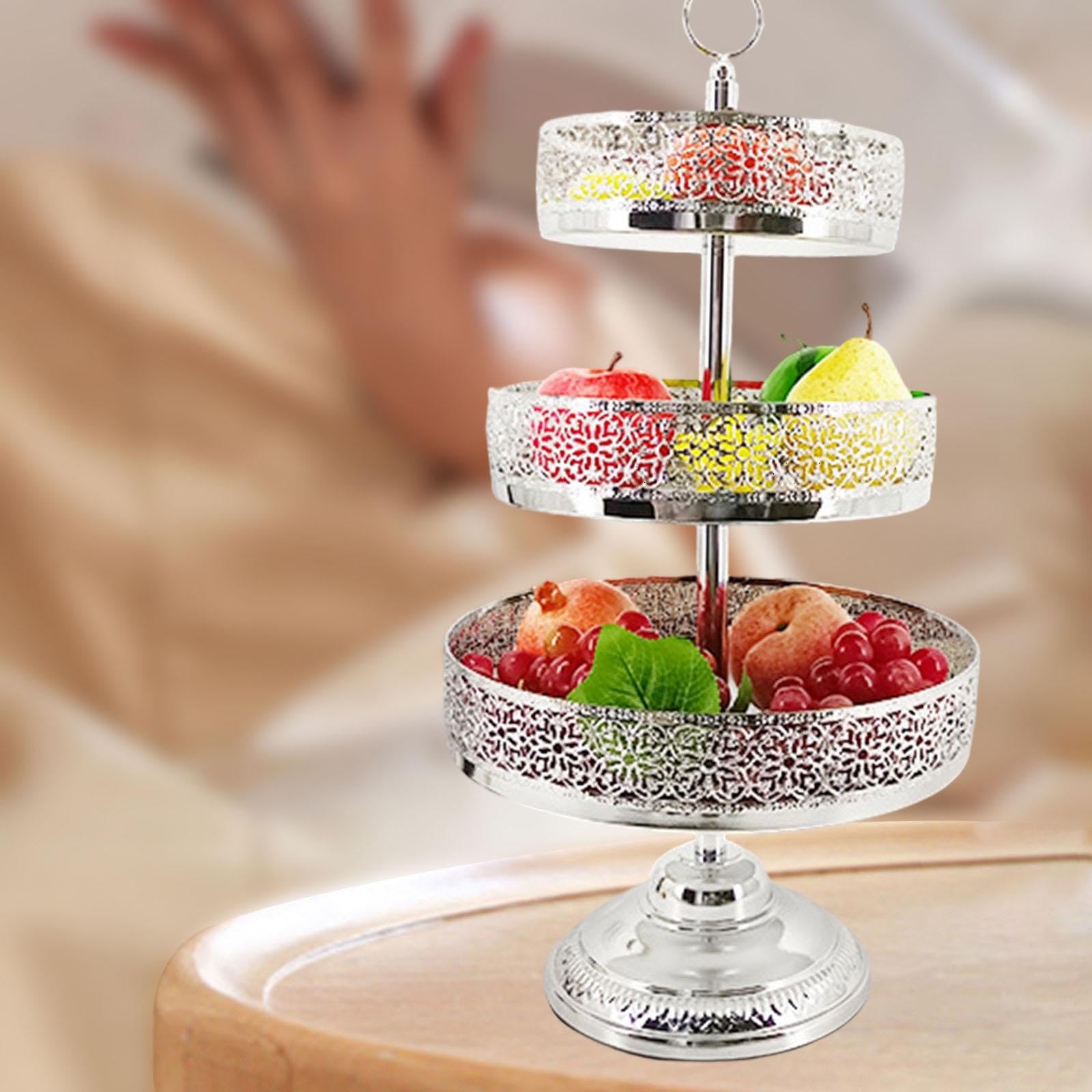 Soporte Metálico de 3 Niveles para Cupcakes, Ideal para Servir Postres en, Argén, Individual