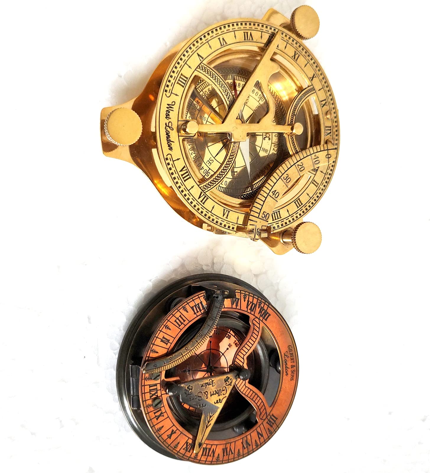 Nero Antica Meridiana Bussola Vintage Ottone Antico Nautico 4 "Pollici Steampunk Retro Meridiana Capitano Bussola Nautica