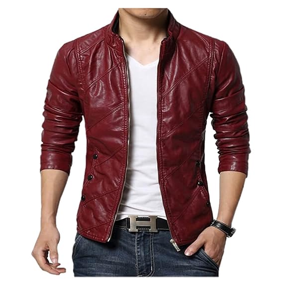 maroon color leather jacket