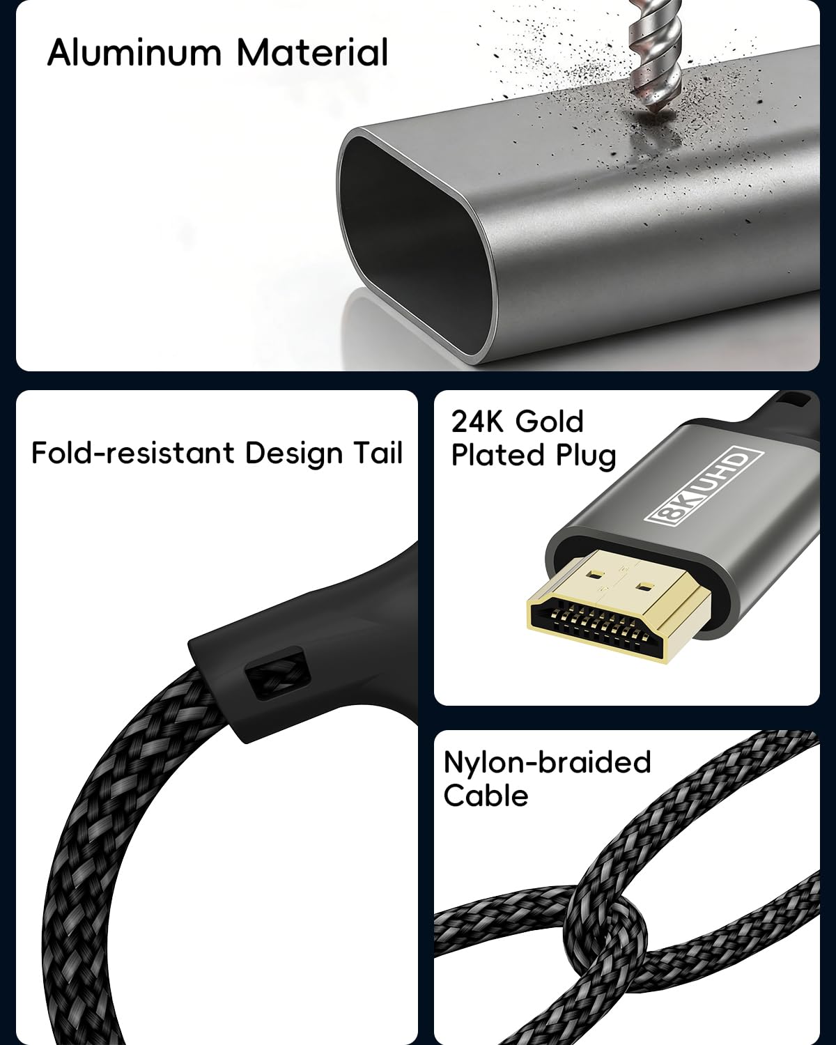 Cable Alargador HDMI, Cable Alargador HDMI 8K Macho a Hembra, 48 Gbps Velocidad Ultraalta, UHD HDR ARC 3D Compatible con TV Stick, Roku, Blu-Ray, Xbox, PS5, HDTV, Ordenador Portátil- 1 m — view 9