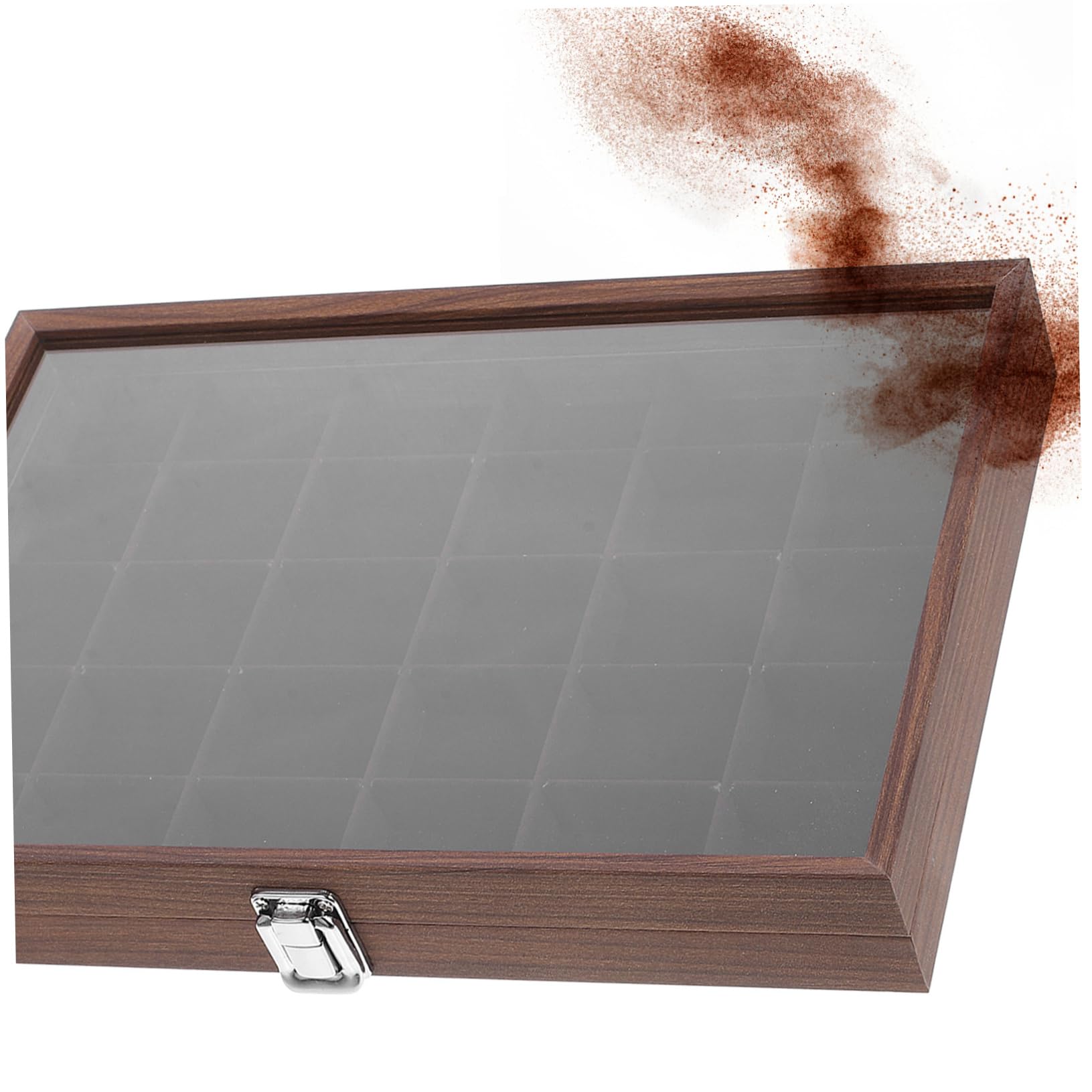 Boîte à Sachets De Thé 30 Compartiments 26 x 19,5 x 6 Cm Bois Finition Noyer Compartimentée Avec Couvercle Transparent Pour Amateurs De Thé La Cuisine Rangement Compact