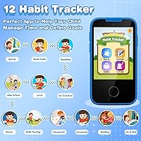 Vista 6 de Relojes de teléfono para niños y juguetes para niños de 3 a 8 años, teléfono de juguete con cámara doble, reproductor de música MP3