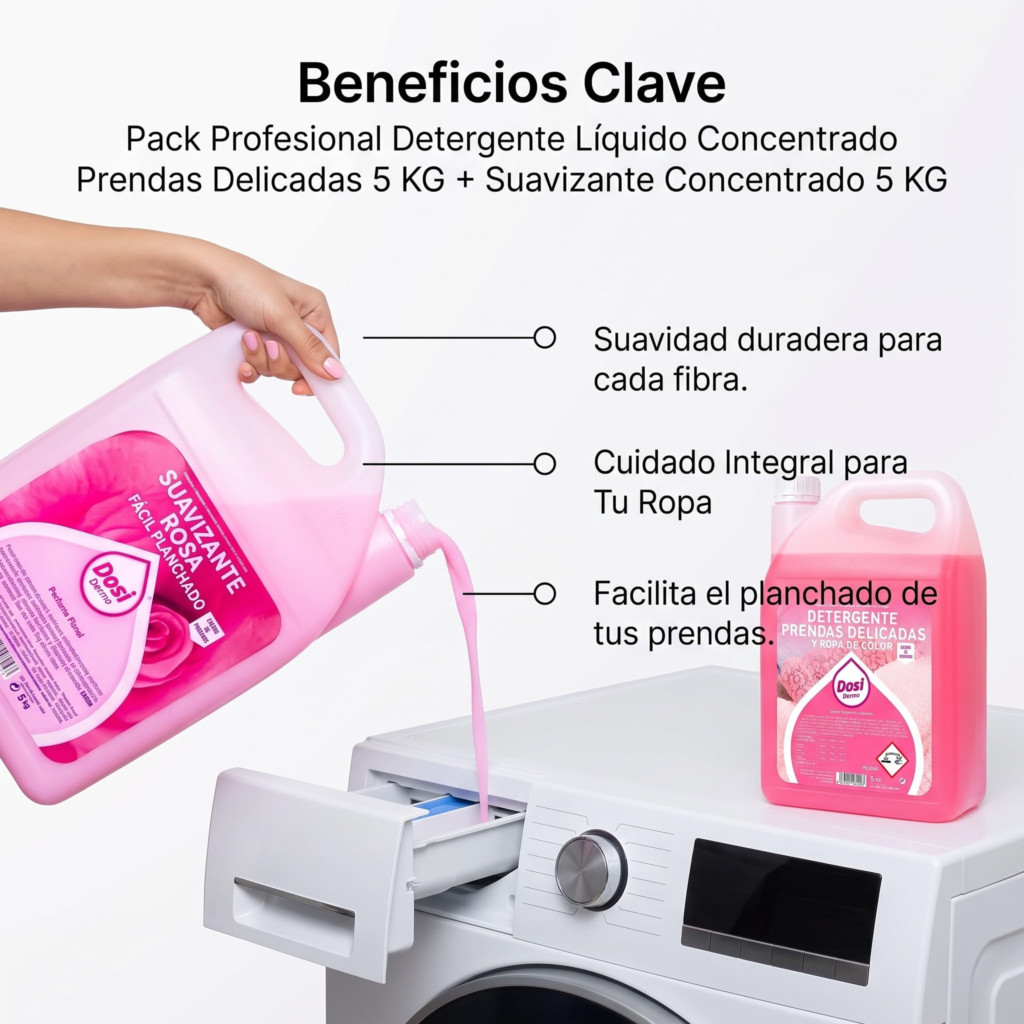 Pack Profesional Detergente Líquido Concentrado Prendas Delicadas 5 KG + Suavizante Concentrado 5 KG | Limpieza, Protección y Suavidad para Ropa Fina con Fragancia Floral y Cuidado de Tejidos.