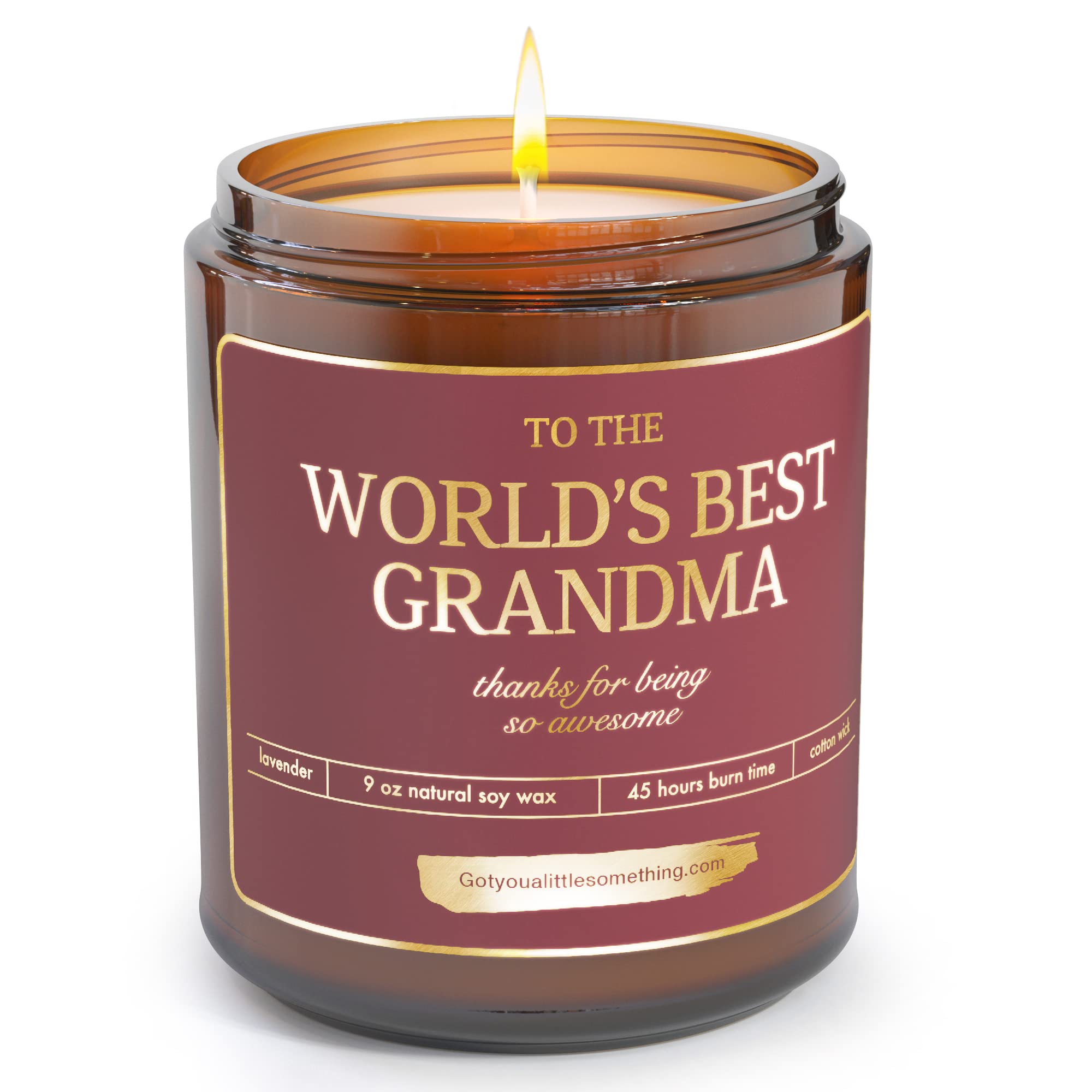 World's Best Grandma Candle - Natural Soy Candle for The Best Grandparent Ever; Christmas Gift for Grandmas; Grandmother Present Ideas | Grandma Birthday Gifts Idea from Grandson or Granddaughter