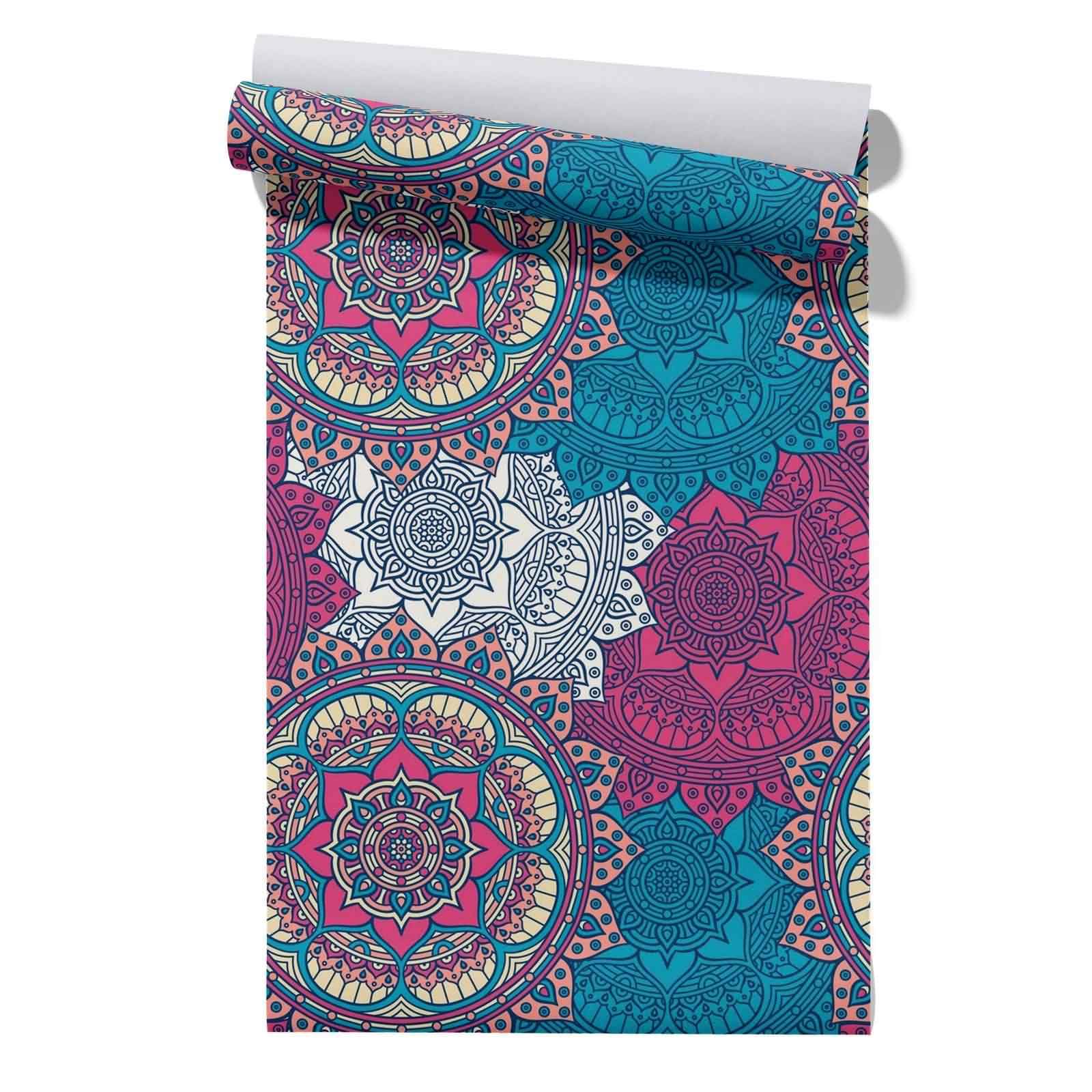 CEVAN Bedroom Wallpaper Hearts Drawer Liner Mandala Retro Peel Stick Unisex Self Adhesive Covering Easy Peel Stick Application 45x300cm