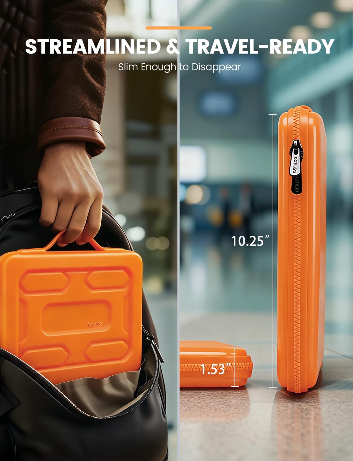 DOMISO 13.3 inch Laptop Sleeve with Handle Shockproof Computer Bag Waterproof EVA Protective Carrying Case for 13-13.3 inch Notebooks/13 MacBook Air/MacBook Pro Retina/Dell XPS 13/HP,Orange - Image 7