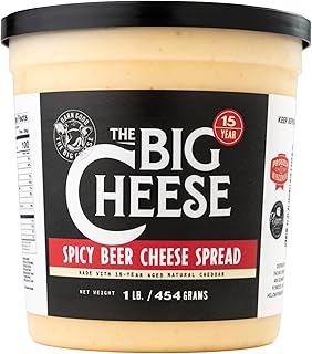 Big Cheese 15-Year Aged Spicy Beer Cold Pack Cheese Spread – Wisconsin Cheddar Cheese Dip, Bold Sharp Flavor Mild Heat, 16 oz Tubs (Pack of 4)