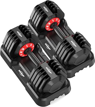 Adjustable Dumbbell Set Pair 25lb/50lb, 50lbs/100lbs Weights Dumbbell Set with Storage Box, Adjustable Dumbbells 5-in-1 Free Weight Set, 1-Second Dial Weight Adjustment, Space-Saving Design with Storage Base, Weight Set For Home Gym Suit both Men and Women