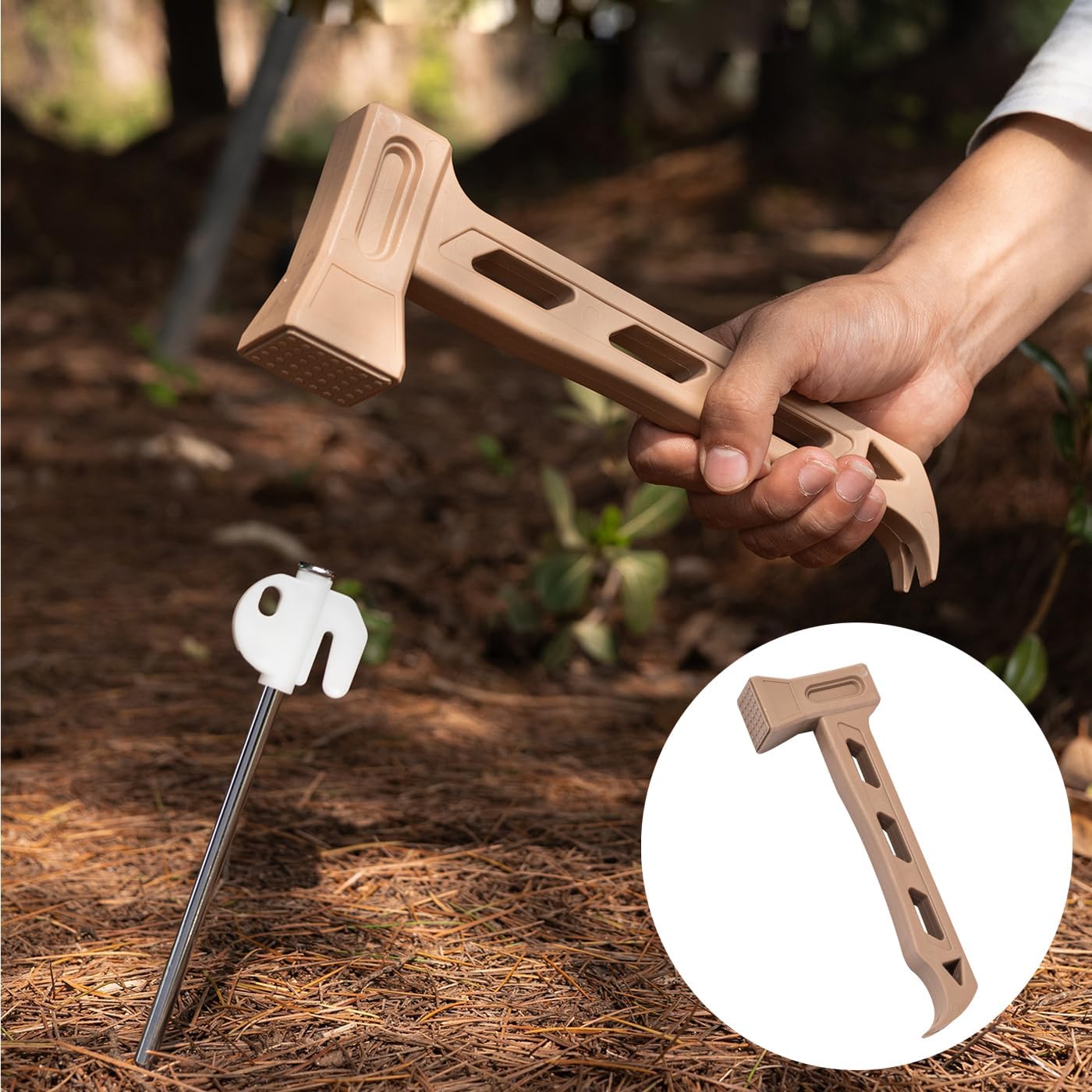 2 Pack Camping Hammer Lightweight Plastic Mallet Puller Claw Tent Stakes Hammer for Camping Stakes Tent Pegs Nail Spike Garden Stakes Camping Pegs Canopies Tarp Shelter Outdoor Hiking