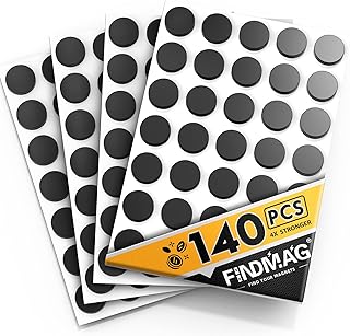 FINDMAG 140 Pcs Round Magnets with Adhesive Backing, Flexible Self Adhesive Magnets for Crafts, Small Sticky Magnetic Dots for Hanging Light Objects, DIY, School, Office, Home