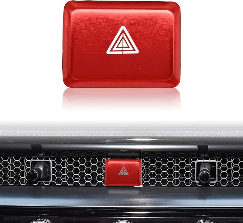 Moldura de alumínio para botão do pisca-alerta do console central Dunviku Honda Civic, CR-V, HR-V e Accord – Vermelha, 1 unidade