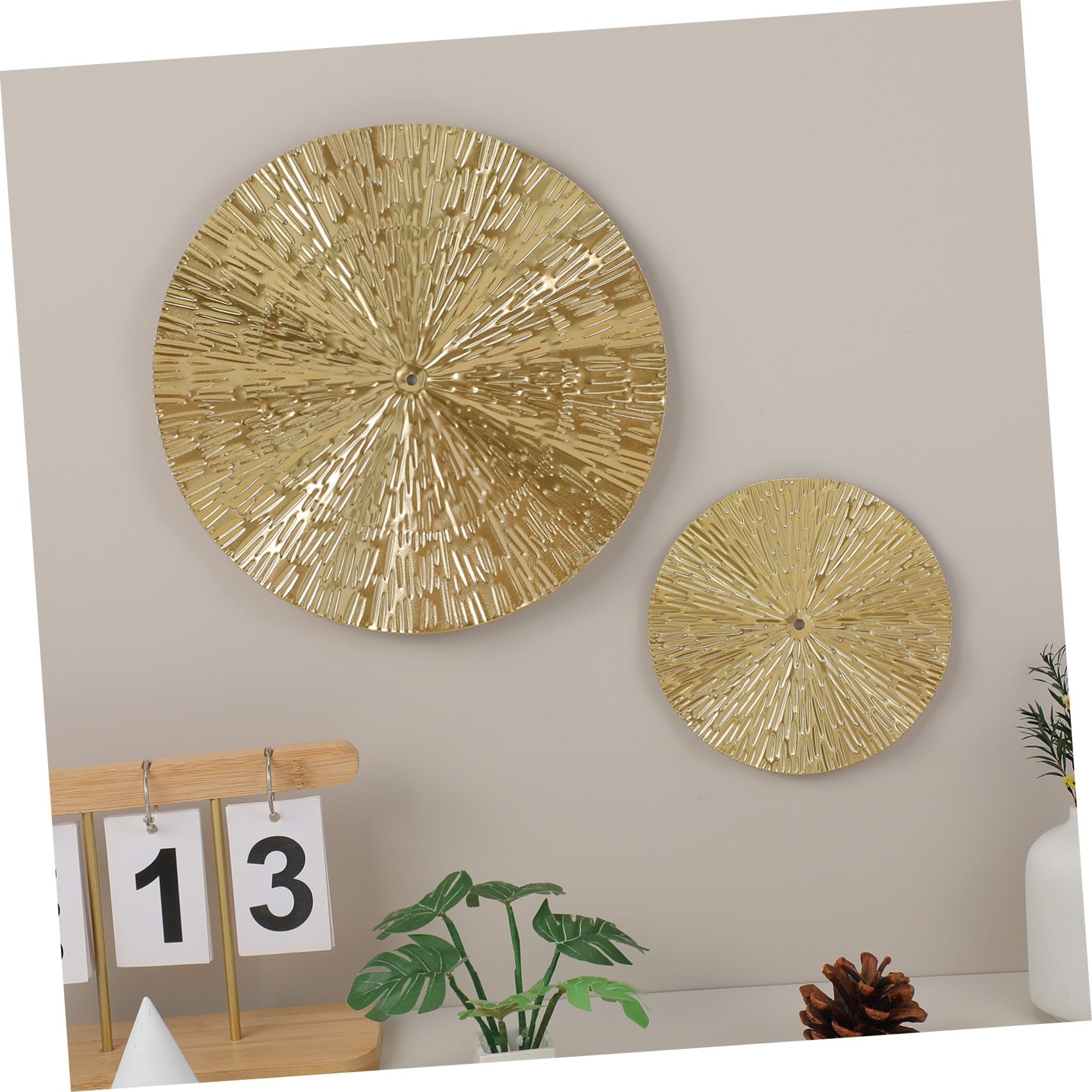 BETOOKY 6 Piezas Decoración de Pared Moderna Redonda de Metal Dorado