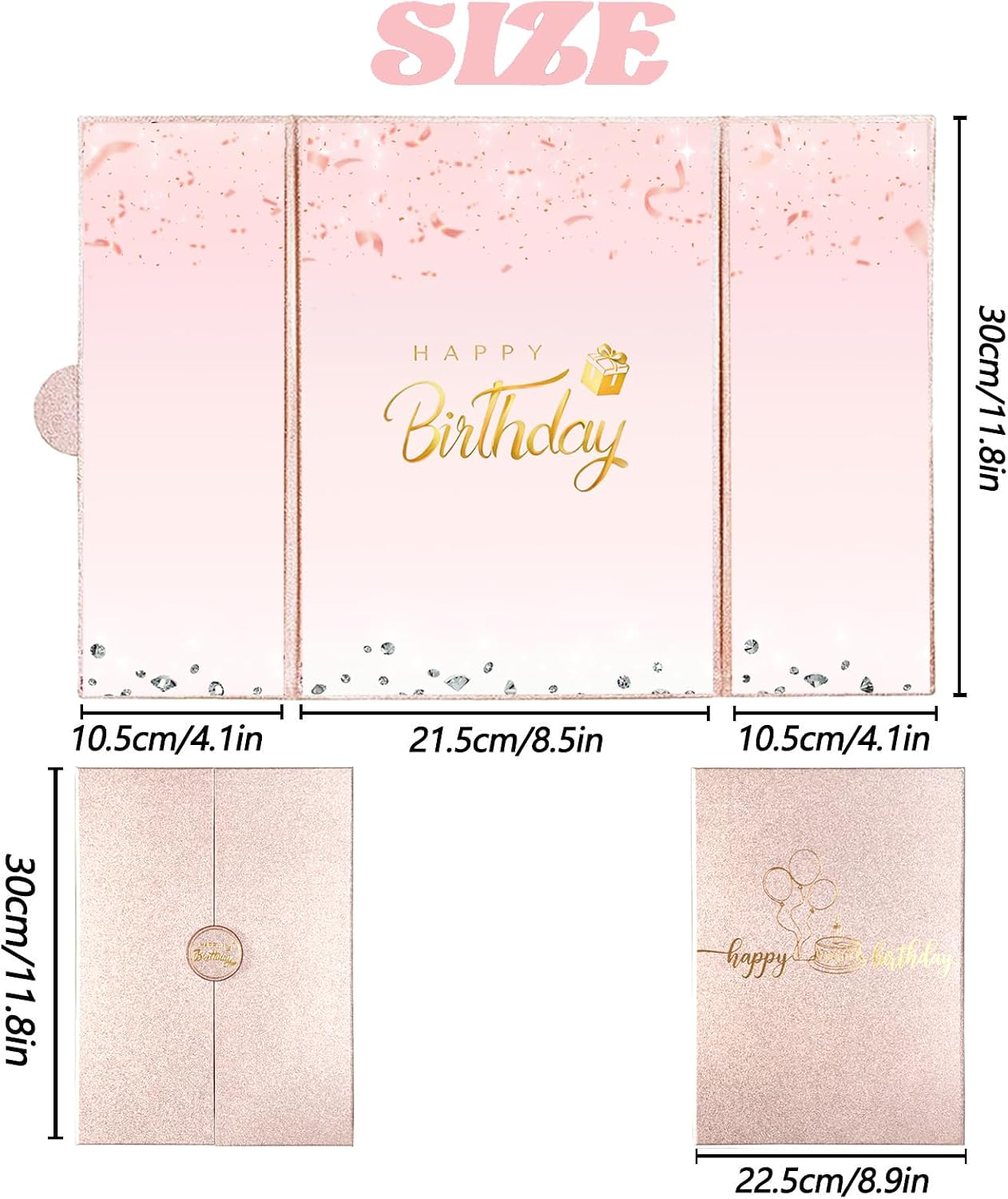 Rose Gold Birthday Guest Book Alternative 12x18 Standing Signature Card