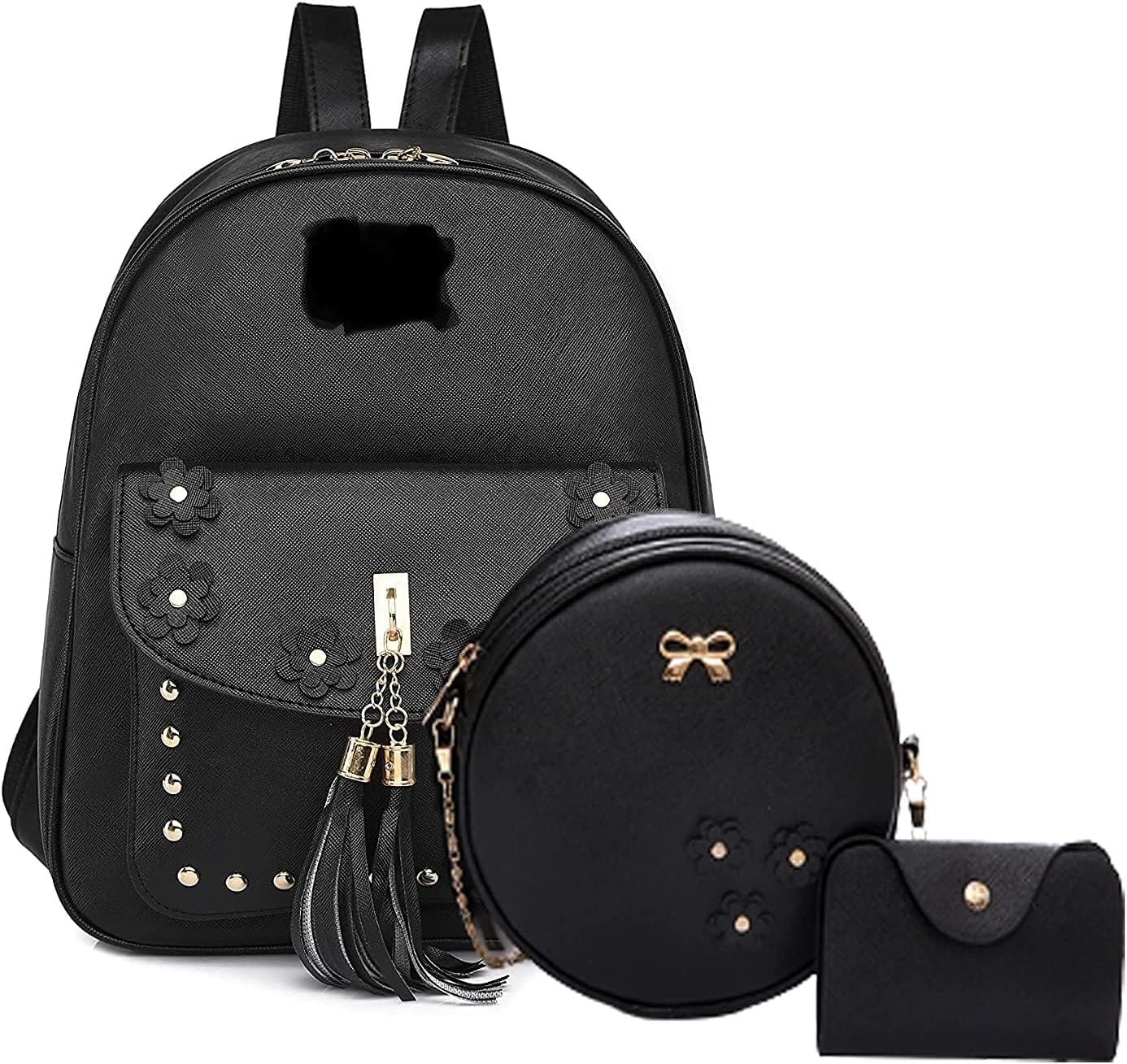 Levelup Women PU Leather Stylish and Trending Backpack for College,Travel, Office For Girls & Women Pack of 3 Combo LP-0034..