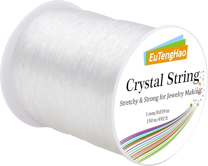 EuTengHao 1mm Crystal String Elastic String for Bracelets,150m/492ft Clear Stretchy String for