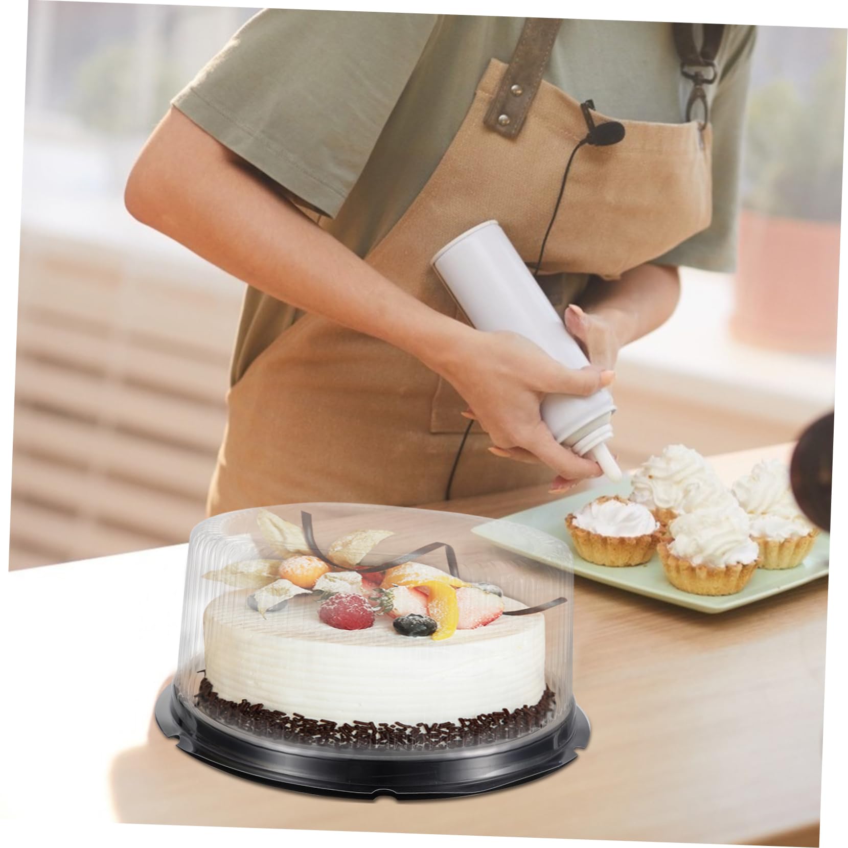 HAKIDZEL 5pcs Transparent Cake Carrier Boxes Single Dessert Packing Container with Support Design Safe Material for Bakery Use for Weddings and Parties