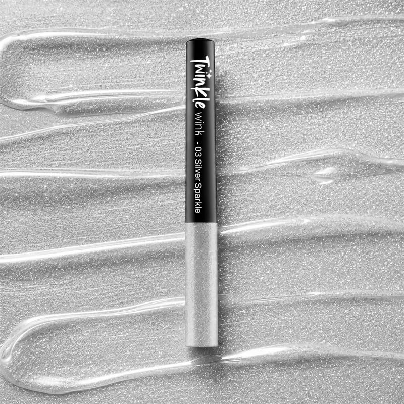 Image of MARS Twinkle Wink Glitter Eyeliner (1.6 ml) (03-SILVER SPARKLE) | Long-Lasting Sparkle Liquid Liner | Smudge-Proof, Quick-Dry Eye Makeup for Party, Wedding & Festival