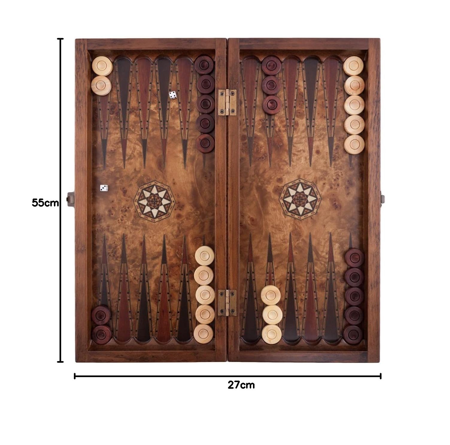 Helena Wood Art, Deluxe Edition, Hochwertiges Backgammon Spiel aus Holz, Tavla, 2 Spieler, ab 12 Jahren