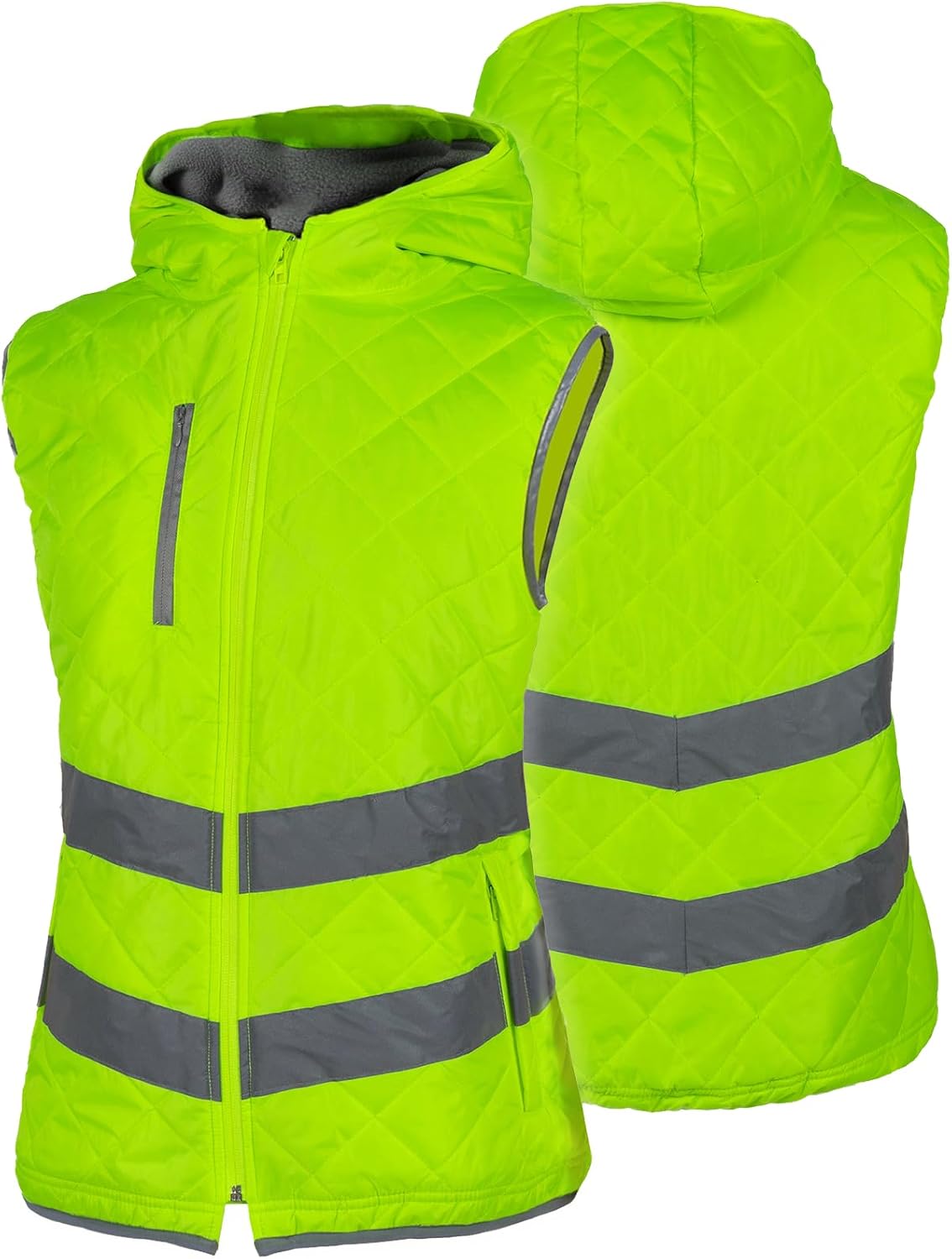 Hi Vis Safety Vest for Women ANSI Class 2 Fleece Zip-Up High Visibility Winter Vest with Pockets