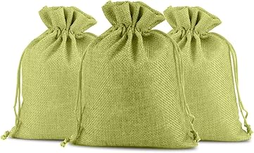 TurtleGrip Jute Gift Bags, 4x4 Inches (10x10 cm), Small Green Pouches for Return Gifts, Party Favors, Birthdays & Festive Gifting – Pack of 60