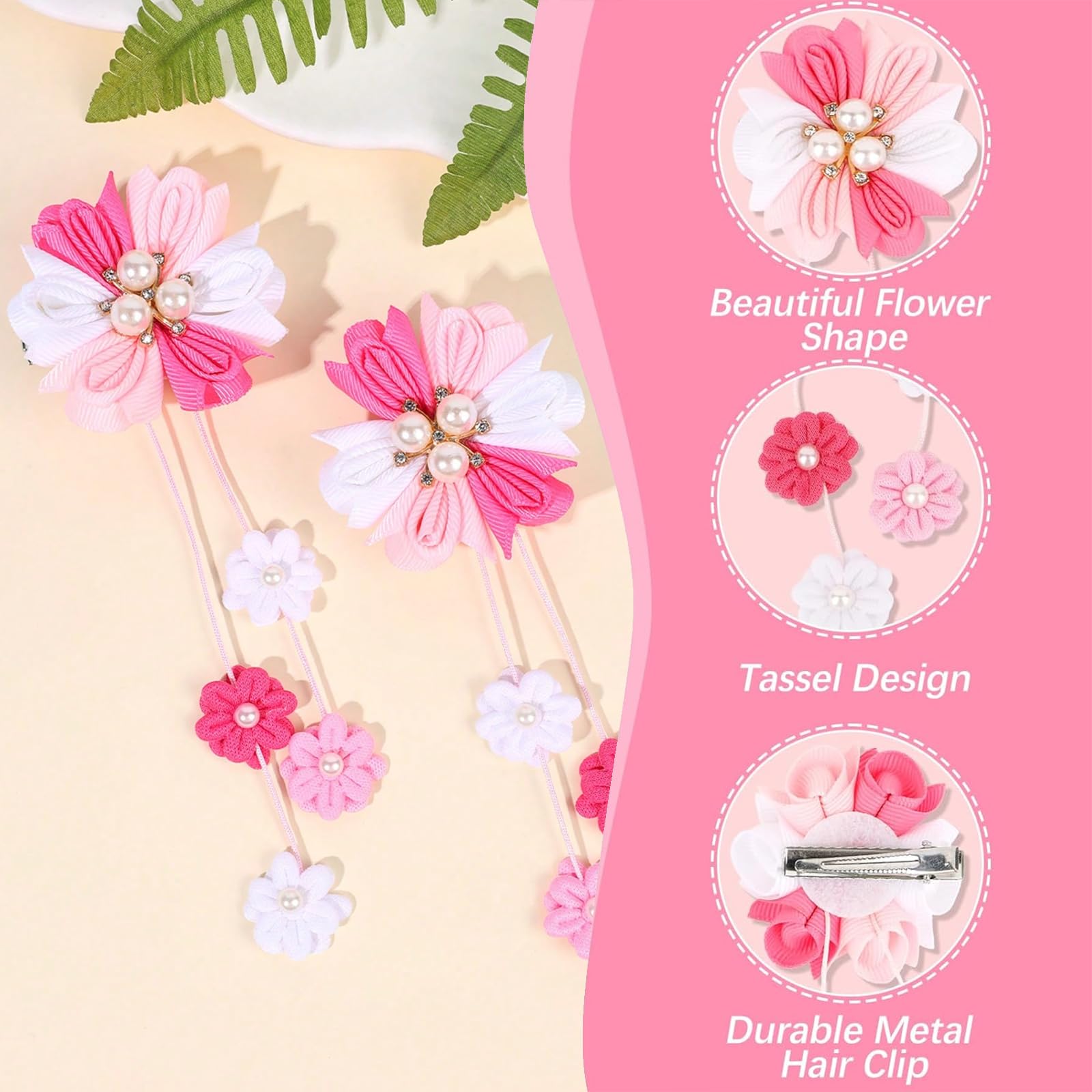ASOMI Hair Bows for Girls Flower Hair Accessories for Girls Grosgrain Ribbon Bows with Alligator Clips - Image 3