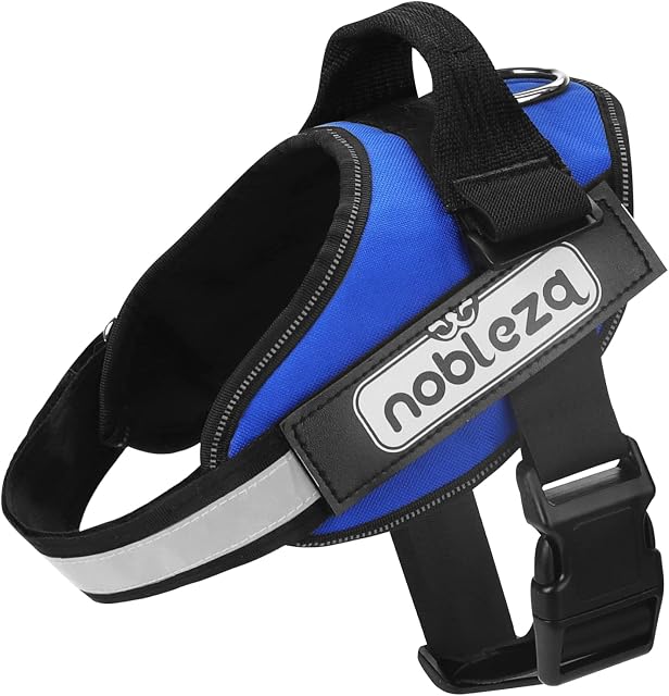 Nobleza Dog Harness, Reflective Adjustable No-Pull Dog Vest Harness, Outdoor Walking Training Easy Control, Sturdy Durable Oxford Material, Soft Padding in Back for Small Medium Large Dogs, S Blue