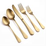 LIANYU 20 Ensemble de couverts en pièces, ensemble d'argenterie en acier inoxydable plat, ensemble de vaisselle pour ustensiles de table 4, Inclure la cuillère à fourche à couteau, le miroir poli, le lave-vaisselle sans danger