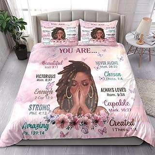 Kids Comforter Sets Full Size, Prayer Girl and African American Girl Ins...