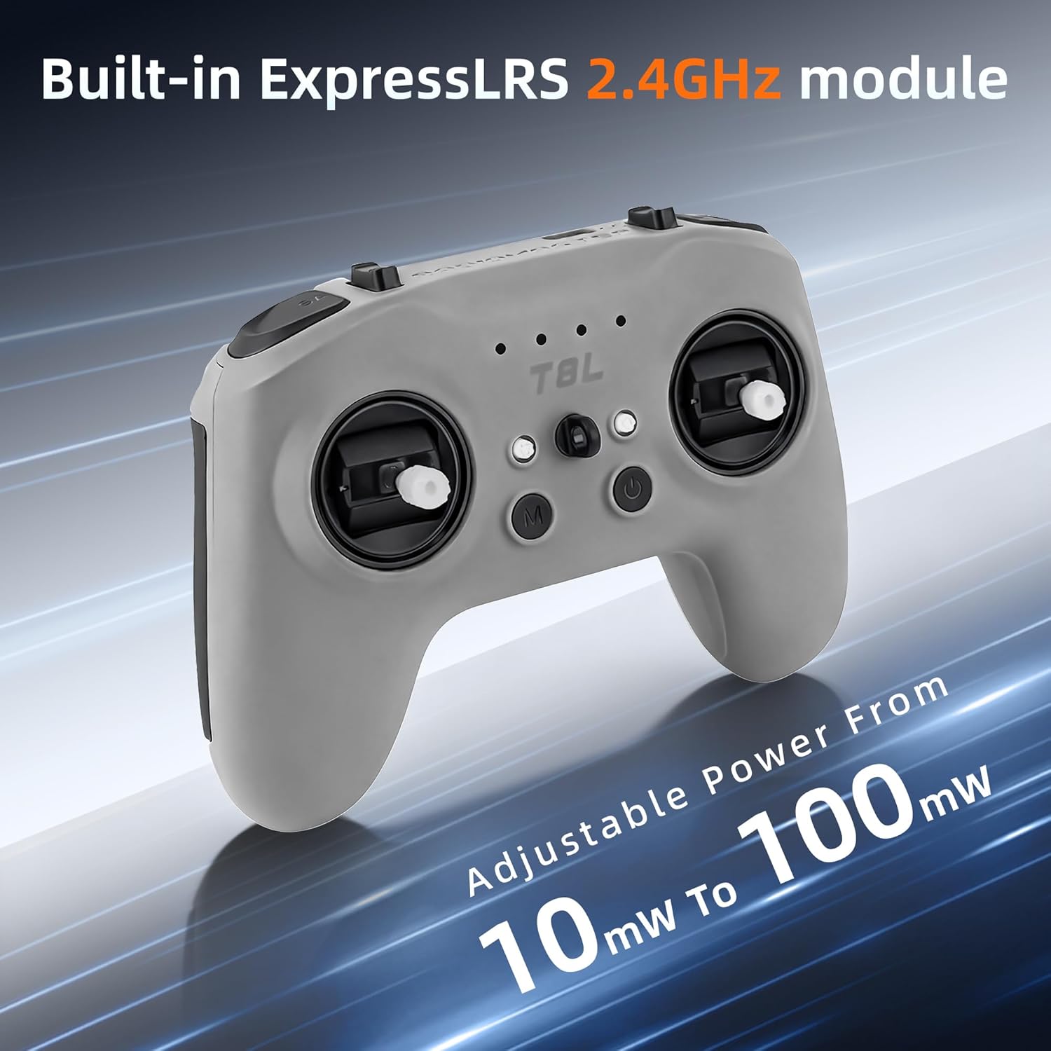 Radiomaster T8L ELRS 2.4GHz Radio Transmitter, 204g Lightweight Screenless Remote Controller with Hall-Effect Gimbals, USB-C Charging & Simulator Compatibility for FPV Drones (Grey)