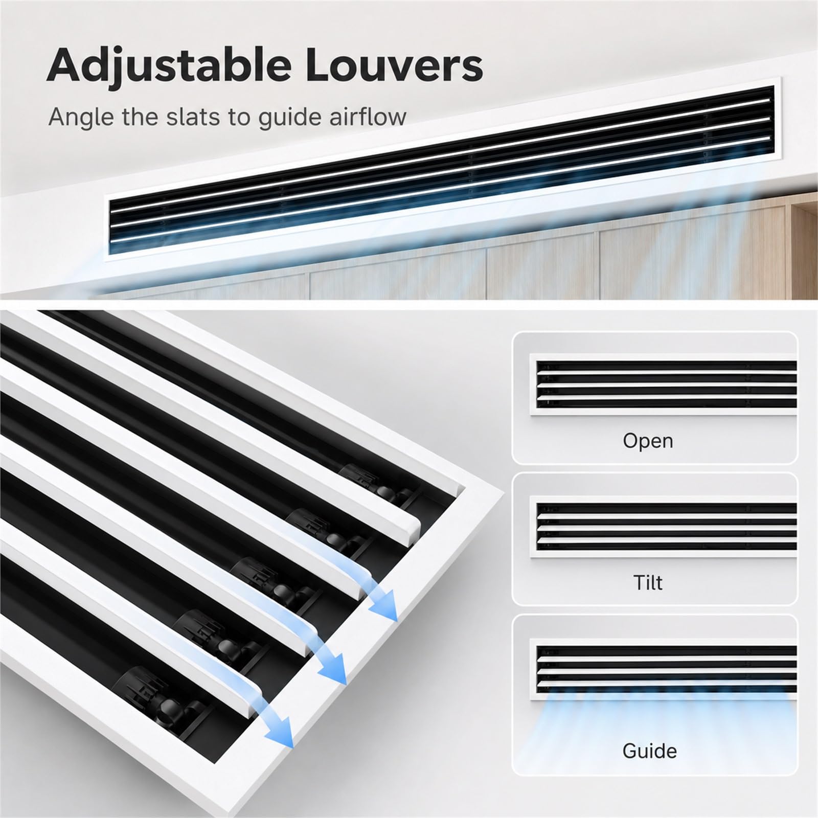 Grille de ventilation linéaire réglable