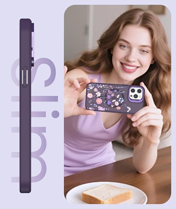 Dretal for iPhone 12 Case,iPhone 12 Pro Case Floral, with Screen Protector, Camera Stand,Military-Grade Protection,Translucent Matte Magnetic Shockproof Flower Pattern Case for Women Girls - Colorful by Dretal - Image 11
