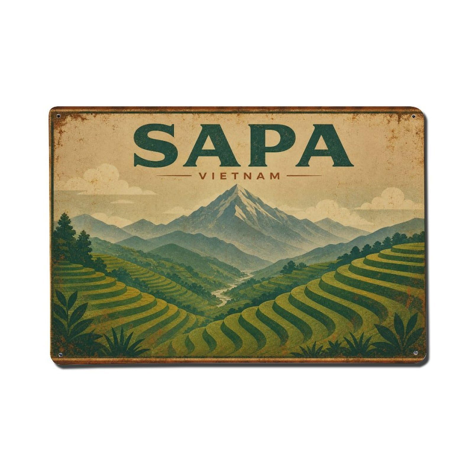 Metal Tin Sign Vintage Travel Vietnam Sapa