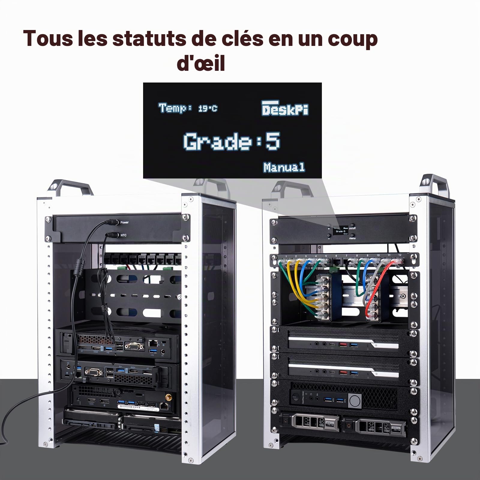 GeeekPi Panneau de refroidissement à ventilateur quadruple de 25,4 cm 1U pour montage en rack