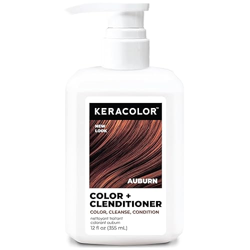 Keracolor Color + Clenditioner 3-in-1 Color-Depositing Conditioner, Gently Cleanses & Conditions, Semi-Permanent Auburn Hair Color, 12 Fl Oz