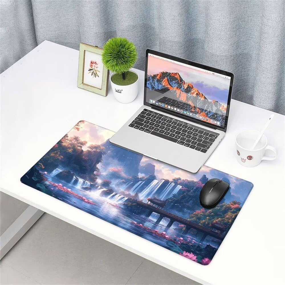 Tappetino Mouse Gaming xxl Accessori Scrivania Ufficio Bianco Autunno Grande Tappetino Mouse e Tastiera Sottomano da Scrivania 1200x600x3mm Base Antiscivolo, per PC Gamer Laptop Studio Casa d-50