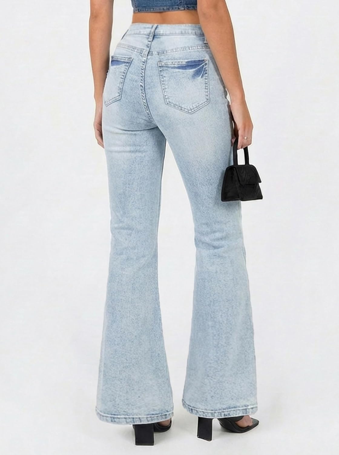 EMMIOL Flare Jeans for Women Trendy, Mid-High Waist Bootcut Bell Bottom Jeans, Stretchy Denim Y2K Pants with Pockets - Image 4