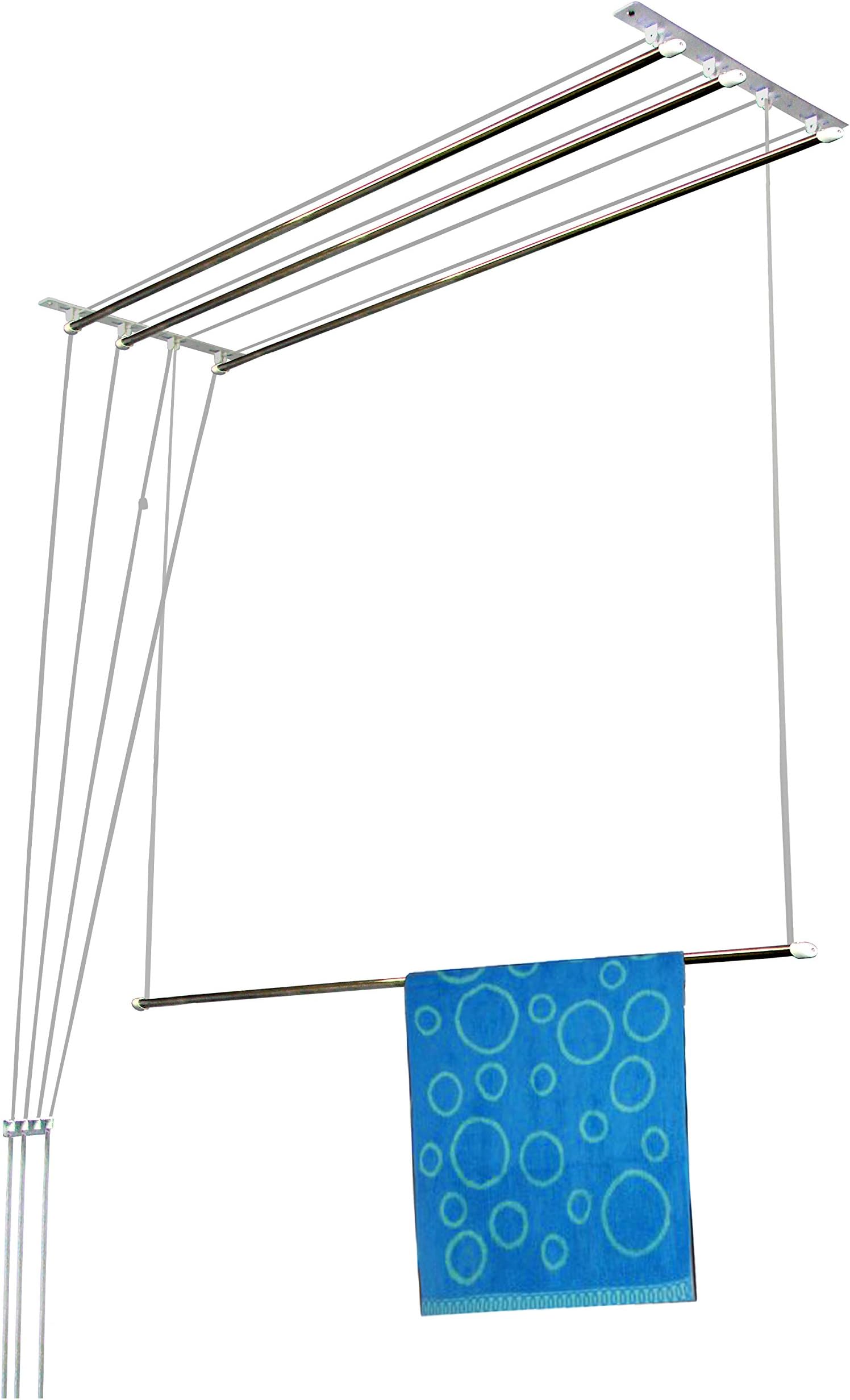 Rainbow Drywell Luxury 4 Pipes 3 Feet Stainless Steel Roof/Ceiling Pulley Operated Individual Drop Down Drying Rack/Cloth Dryer/Clothes Hanger for Balcony/Passage/Bathroom