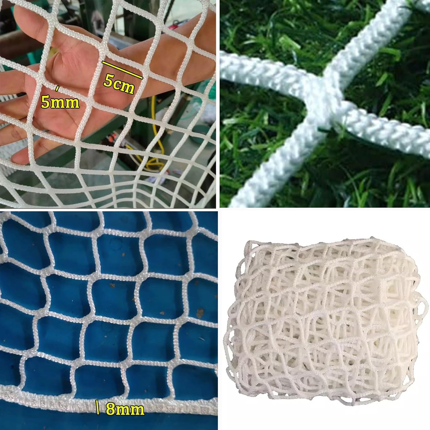 Versatile Outdoor Climbing Rope Net - 5cm/5mm Safety Netting for Balcony & Garden, Knotless Polyester Plant Support (1.5x30m/4.9x98.4ft)