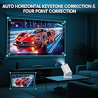 Vista 4 de Mini Proyector, Proyector Portátil con WiFi 6 y Bluetooth 5.4, Proyector Inteligente 4k HD de 160 ANSI, Compatible con Teléfono, TV Stick, Laptop