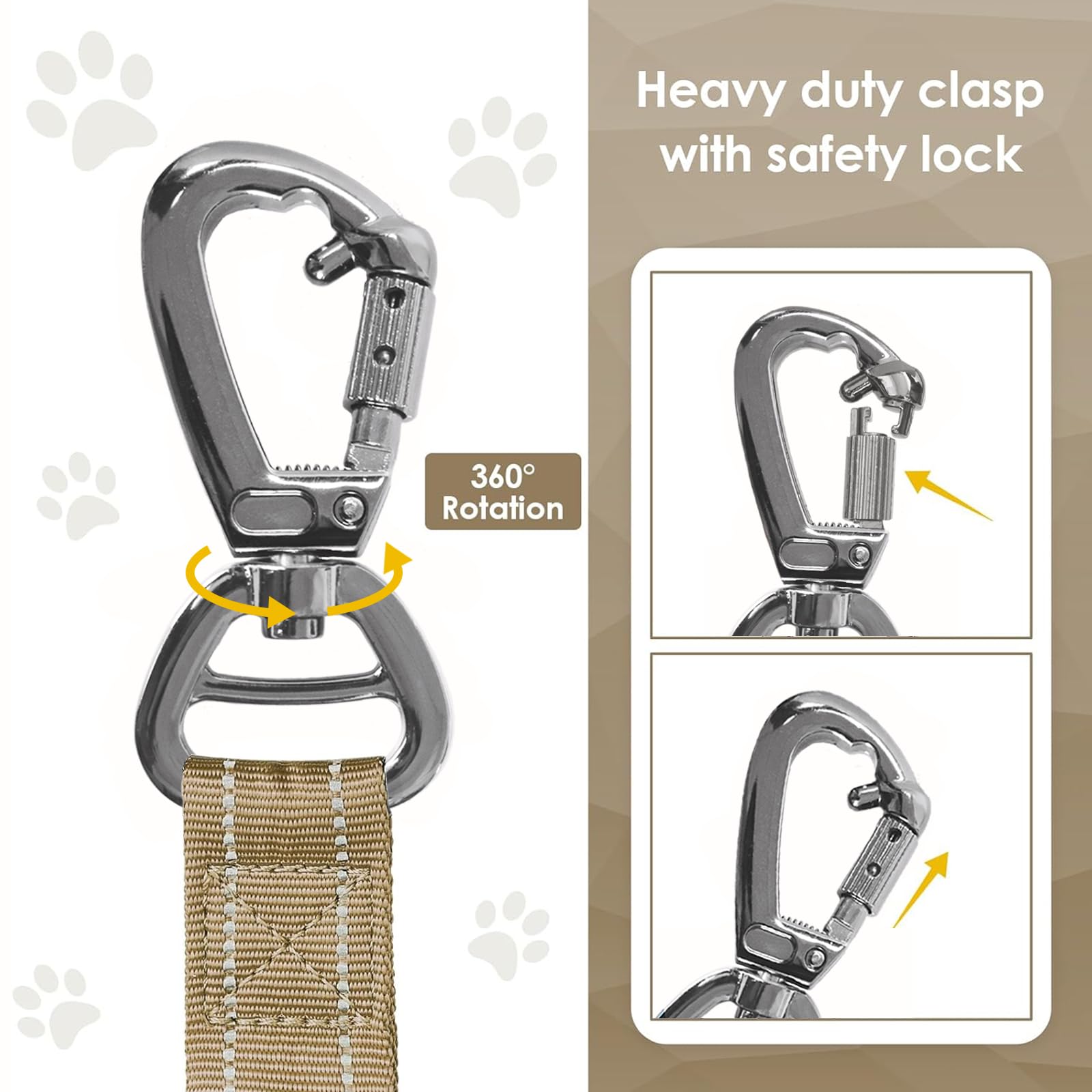 Taktische Hundeleine Mit 2 Griffen & Reflektor – Verstellbare, Strapazierfähige Leine Mit Bungee, Gepolstertem Griff & Auto-Sicherheitsgurt Für Große Hunde