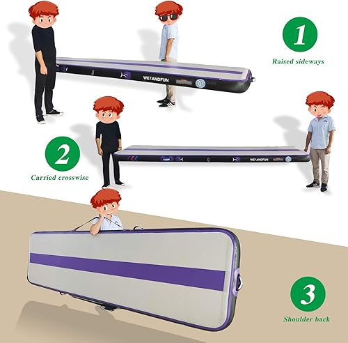 Miniatura 6 de WelandFun Colchoneta inflable de gimnasia de 10131620 pies de grosor para uso domésticogimnasioyogaentrenamientoanimadoraexteriorplayaparque con