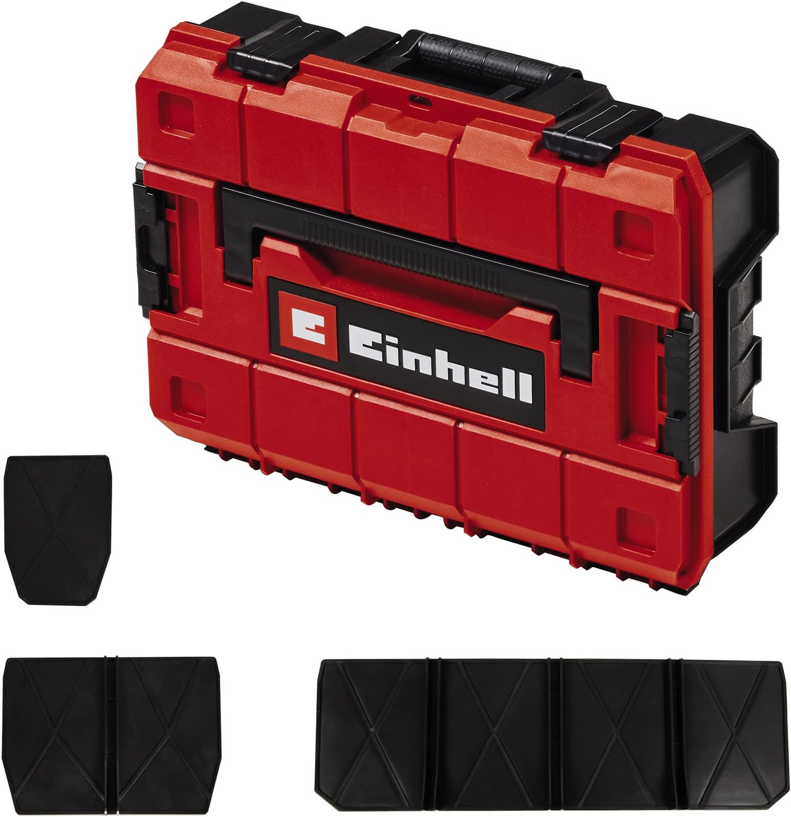 Einhell E-Case S-F System Case for Universal Storage of Tools 44 x 32 x 13 cm External Dimensions Maximum Load 25 kg Splashproof Stackable Includes 9 Plastic Compartments
