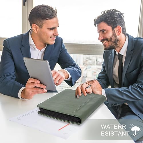 Miniatura 3 de Nombre grabado gratis, carpeta de 3 anillas, cartera de cuero vegano con portapapeles A4, 3 anillos organizador A4, planificador de currículum,