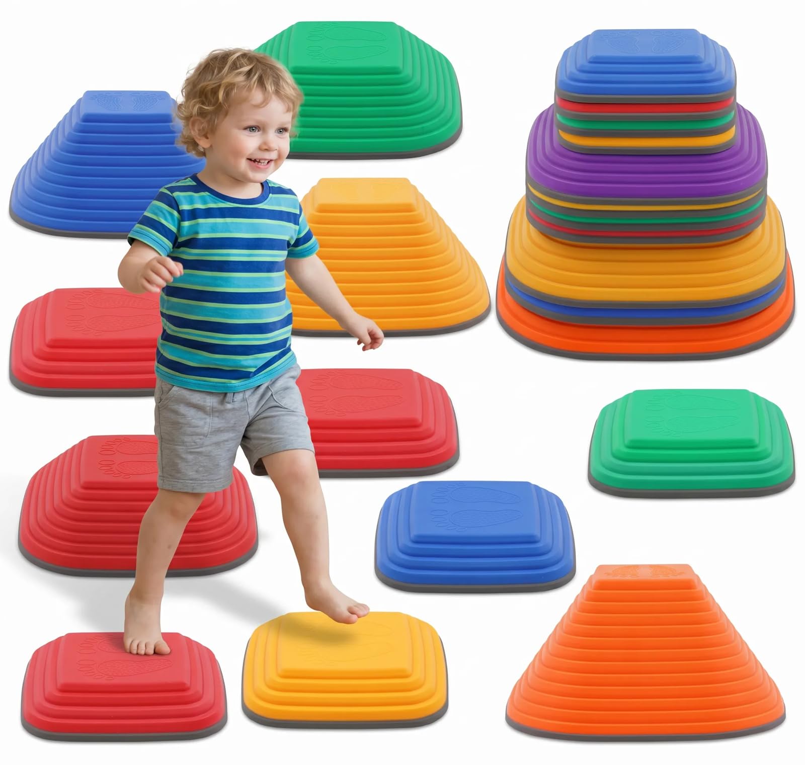 11 Stück Balanciersteine für Kinder, Sensorisches Spielzeug für drinnen und draußen, Abenteuer Balanciersteine Förderung von Balance, Motorik & Koordination, für Schulen, Kitas & Therapiezentren