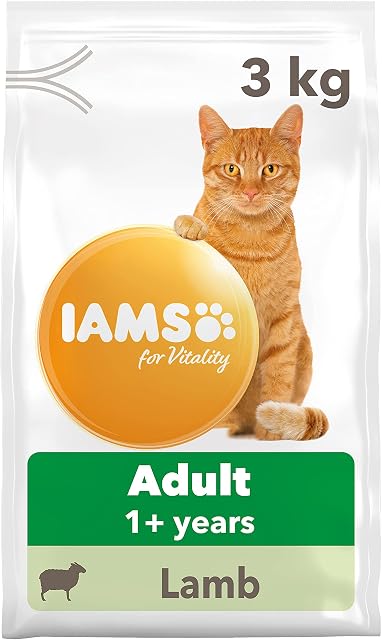 IAMS for Vitality Adult Dry Cat Food with Lamb, 3 kg