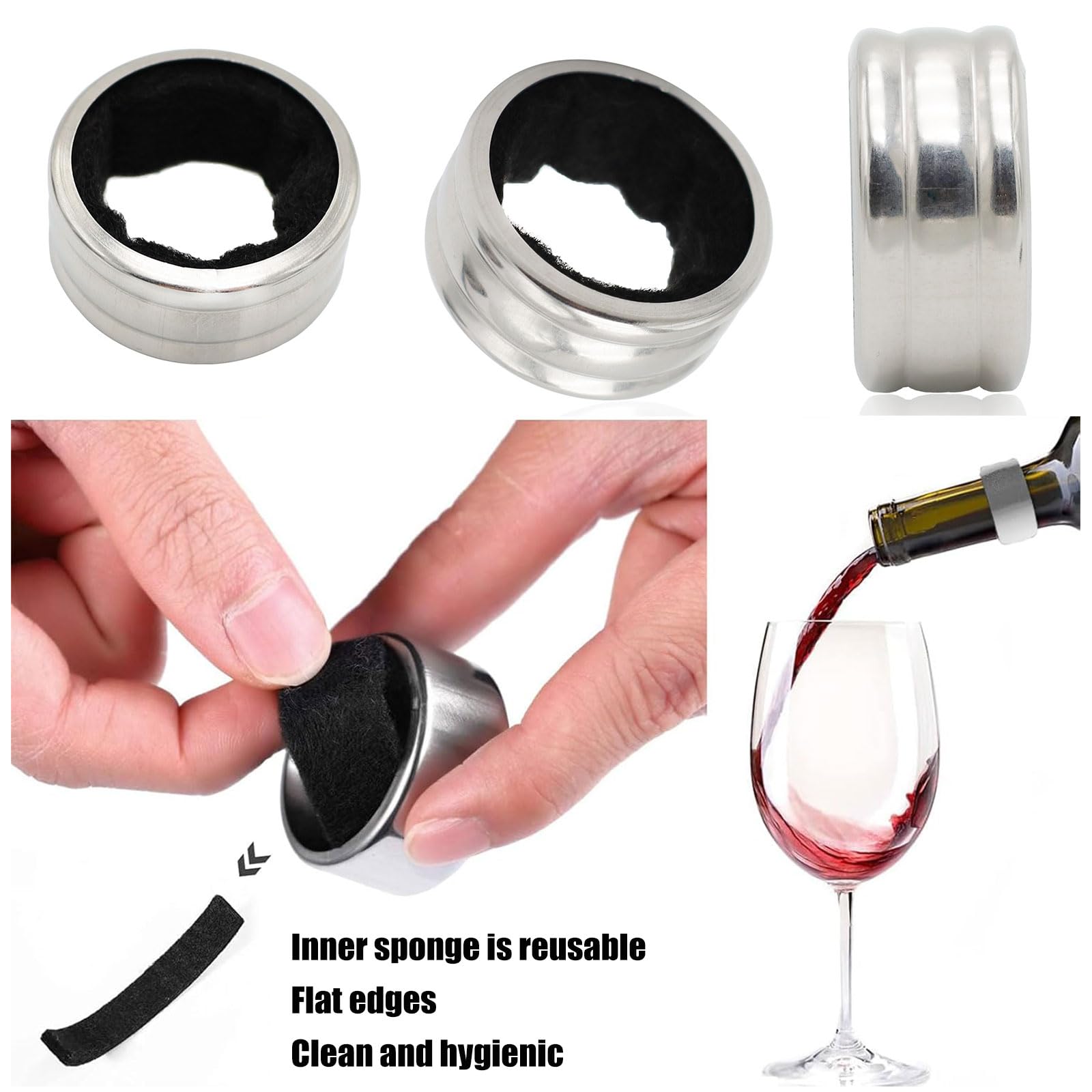Anillos de Goteo de Acero Inoxidable, Anillos Recogegotas, Anillo de Vino, Reutilizables Anillos Antigoteo, 12 Piezas Collar de Goteo de Vino, Anillas Anti Goteo, para Restaurante, Bar, Casa