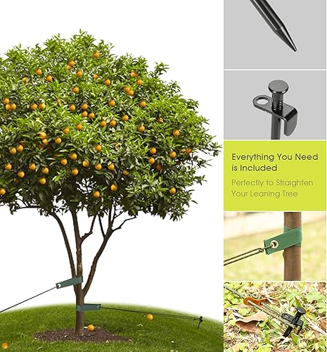 Miniatura 2 de Kit de estaca para árbol resistente, estacas de acero de 15.75 pulgadas y soportes para árbol joven, antiviento fuerte, kit de enderezamiento de