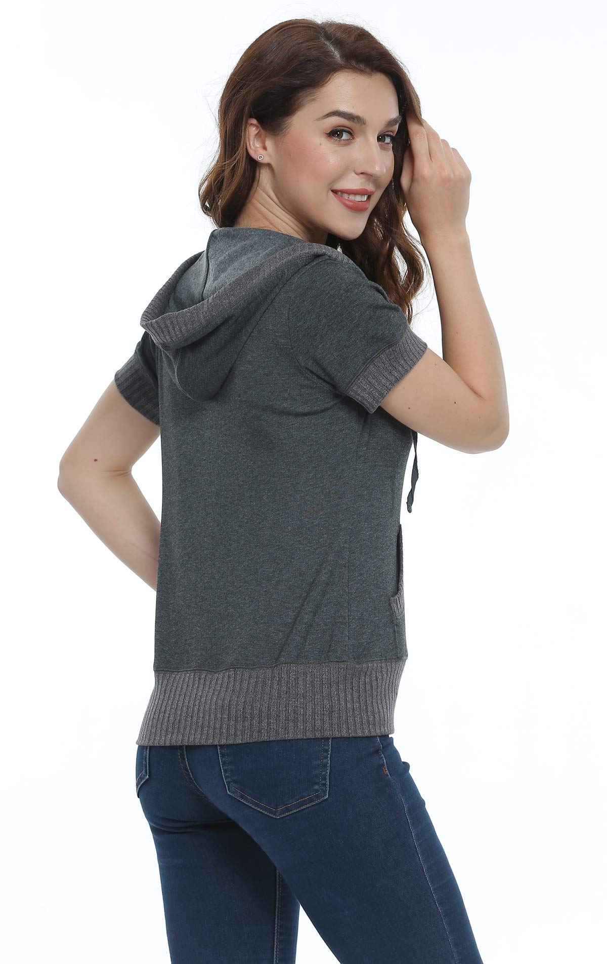 MISS MOLY Sudadera con Capucha de Manga Corta para Mujer