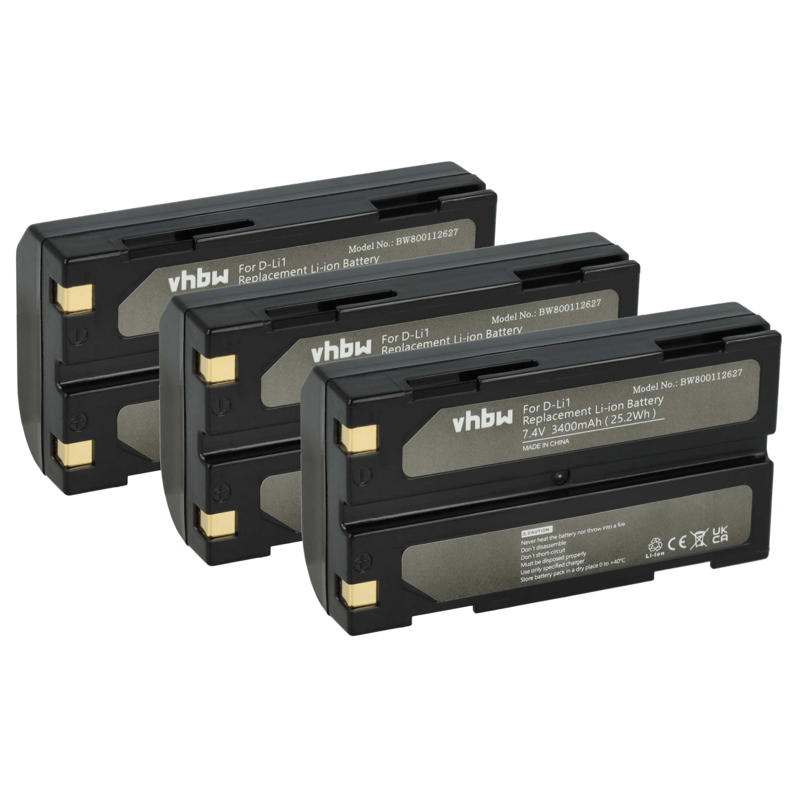 vhbw 3x batteria compatibile con Navcom RT-3010S, PASSY, Ultra RTK, SF-3040 fotocamera (3400mAh, 7,4V, Li-Ion)