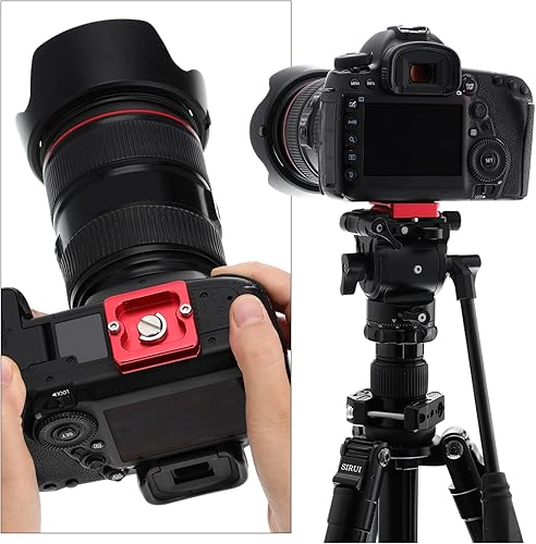 Vista 55 de Frienda 2 piezas de placa de liberación rápida de metal con tornillo de cámara de 1/4 a 20 placa de montaje de trípode se adapta estándar para Negro